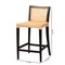 Baxton Studio Lingga Modern Bohemian Dark Brown Mahogany Wood and Natural Rattan Counter Stool 233-13139-ZORO - alternate 2